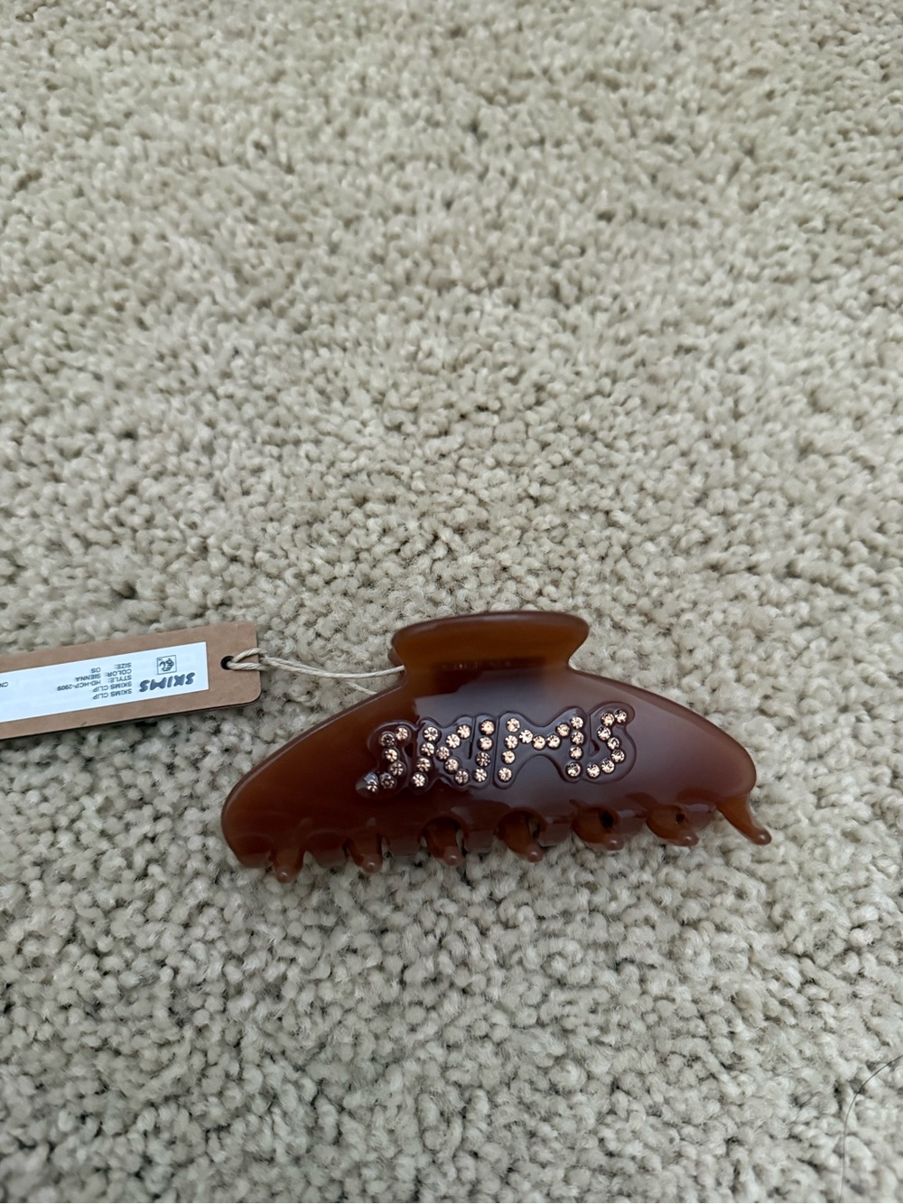 SKIMS Brown Rhinestone Embellished Acrylic Claw Clip
